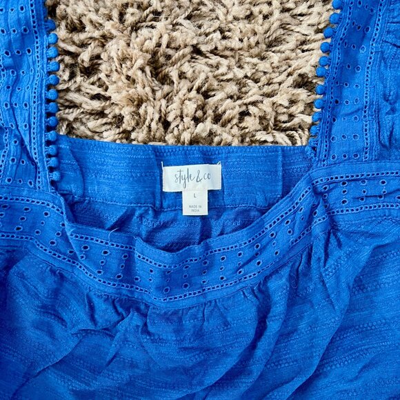 Style & Co. Women's Waffle Knit Tank Top Blue Size Large NWT - Picture 2 of 5